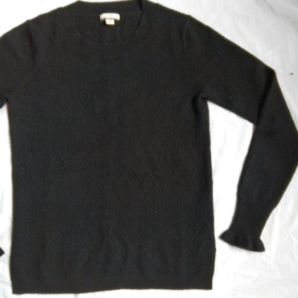 J.Crew Cashmere Sweater Pointelle Black Women's Size XXS - Picture 5 of 15